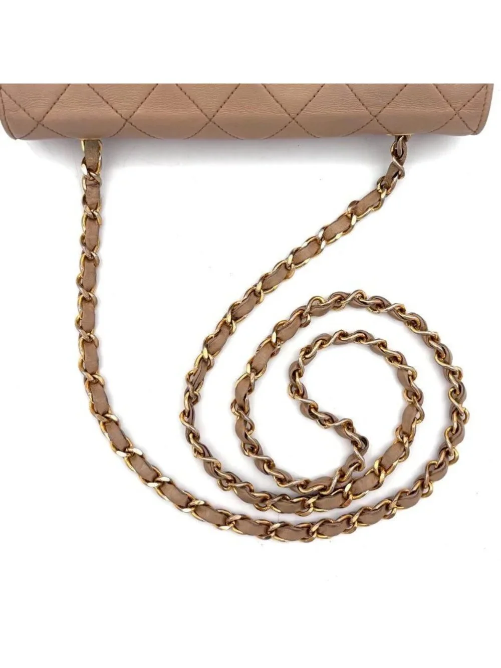 Chanel Quilted Jumbo CC Logo Flap Chain Shoulder Bag Beige